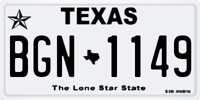 TX license plate BGN1149