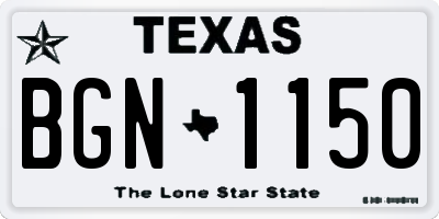 TX license plate BGN1150