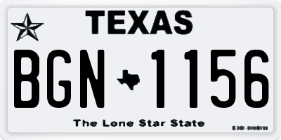 TX license plate BGN1156