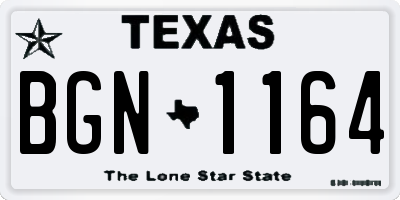 TX license plate BGN1164