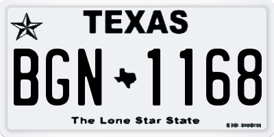 TX license plate BGN1168
