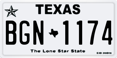 TX license plate BGN1174