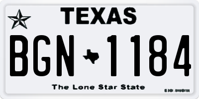 TX license plate BGN1184