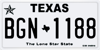 TX license plate BGN1188