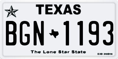 TX license plate BGN1193
