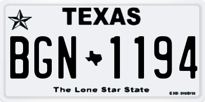 TX license plate BGN1194