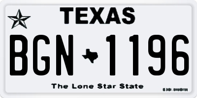 TX license plate BGN1196