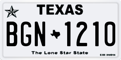 TX license plate BGN1210