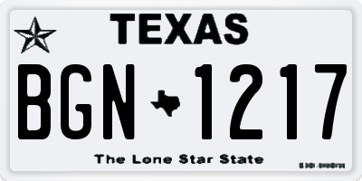 TX license plate BGN1217