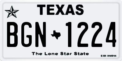 TX license plate BGN1224