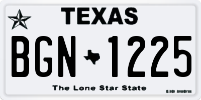 TX license plate BGN1225
