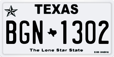 TX license plate BGN1302