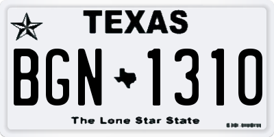 TX license plate BGN1310