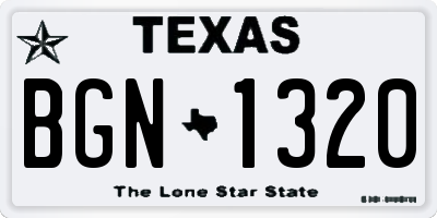 TX license plate BGN1320