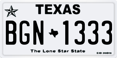 TX license plate BGN1333