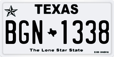 TX license plate BGN1338