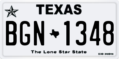 TX license plate BGN1348