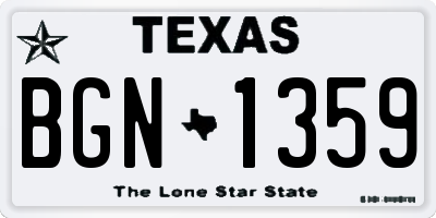 TX license plate BGN1359
