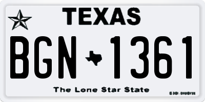 TX license plate BGN1361