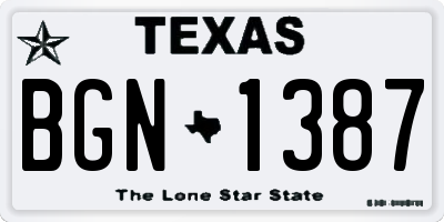 TX license plate BGN1387