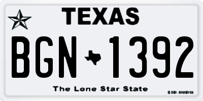 TX license plate BGN1392