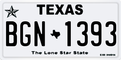 TX license plate BGN1393