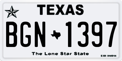 TX license plate BGN1397