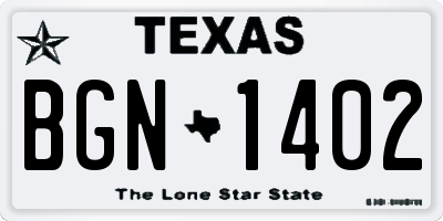 TX license plate BGN1402