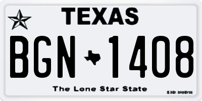 TX license plate BGN1408