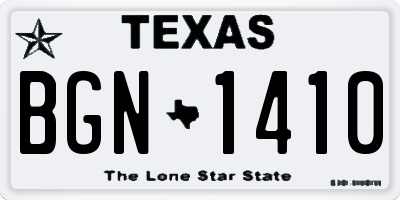 TX license plate BGN1410