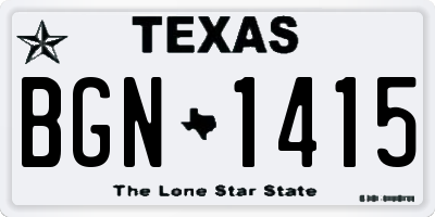 TX license plate BGN1415