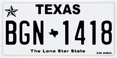 TX license plate BGN1418