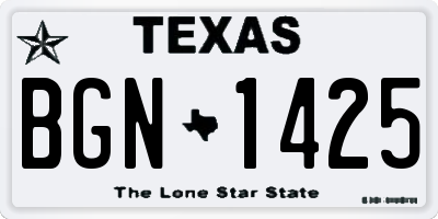 TX license plate BGN1425