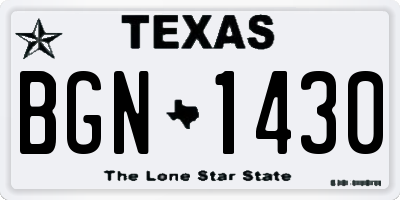 TX license plate BGN1430