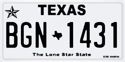 TX license plate BGN1431