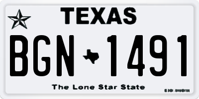 TX license plate BGN1491