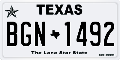 TX license plate BGN1492