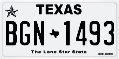 TX license plate BGN1493