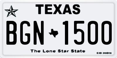 TX license plate BGN1500