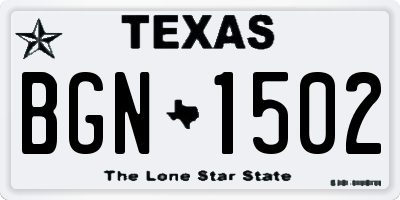 TX license plate BGN1502