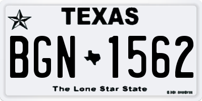 TX license plate BGN1562
