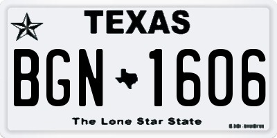 TX license plate BGN1606