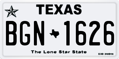 TX license plate BGN1626