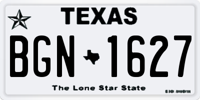 TX license plate BGN1627