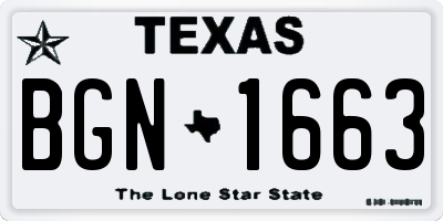 TX license plate BGN1663