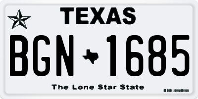 TX license plate BGN1685