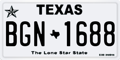 TX license plate BGN1688