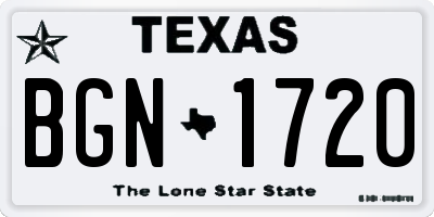 TX license plate BGN1720