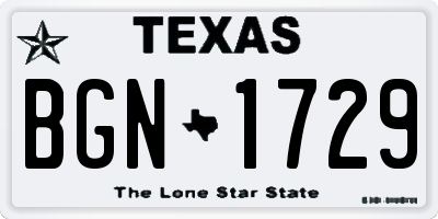TX license plate BGN1729