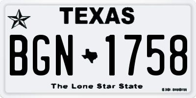 TX license plate BGN1758